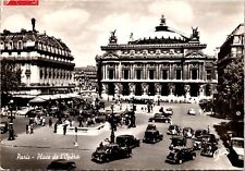Paris France - Opera Square B&W Vintage Postcard 1959 picture