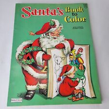 Vintage 60s Christmas Santa Coloring Book Saalfield Cut Out Ornaments Stocking  picture