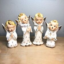 Artmark Singing Choir Angels White and Gold, Set of 4, Christmas Vintage Japan picture