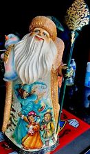 20”  Tall Unique ART WORK solid wood Hand Carved Painted Russian SANTA picture
