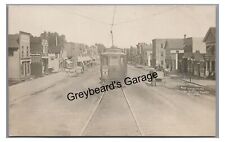 RPPC Added Trolley Main Street TOMAH WI Wisconsin Real Photo Postcard picture