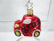 Vintage Inge Glas Blown Glass Fire Truck Christmas Ornament Figural Ladder Car picture