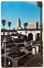 View of Patio Union Station Los Angeles California CA 1965 Postcard City Hall picture
