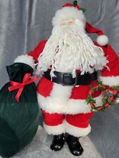 Vtg Tender Heart Treasures standing Santa Claus holding bag of gifts Christmas picture
