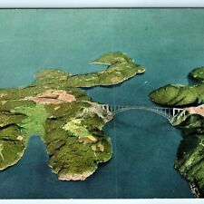 c1950s Nagasaki, Japan Saikai Largest Bridge Litho Photo Fukuda Postcard Vtg A31 picture