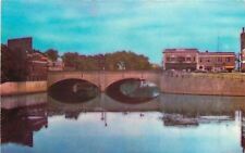Nashua New Hampshire~Main Street Bridge & Shops~1940s Postcard picture