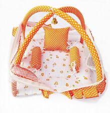 Laddu Gopal Ji Night Bister with Mosquito Net & 3 Pillows (Size: 0 to 6, Orange) picture