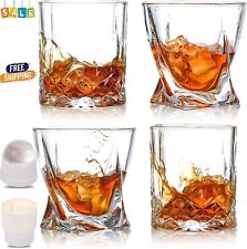 Whiskey Glasses Set of 4 Old Fashioned Tumbler Cups 10 Oz Men Gift picture