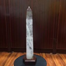 21.38LB Natural Clear Quartz Crystal Tower Point Obelisk Reiki Healing Gem+STAND picture