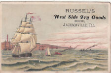 Russel's West Side Dry Goods House Jacksonville IL Sailing Ship Vict Card c1880s picture