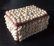 Vintage Handmade Seashell Shell Art Jewelry Trinket Wooden Box - Nautical Beach picture