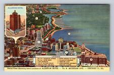 Chicago IL-Illinois, Aerial Allerton Hotel, Advertisement, Vintage Postcard picture