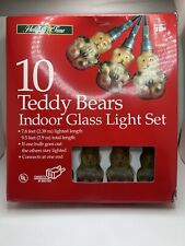 Christmas String Light Glass Teddy Bear Vintage Set Holiday Time 90's picture