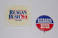 1984 RE-ELECT President RONALD REAGAN & GEORGE BUSH Campaign Button & Sticker 84 picture