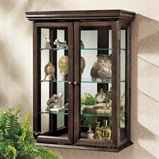 Solid Hardwood Framed Glass Doors Tuscan Wall Hang Curio Collectibles Cabinet picture