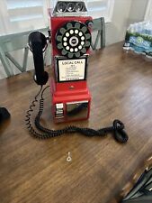 Crosley Red 1957 Retro Pay Phone Replica With Coin Bank And Key  picture