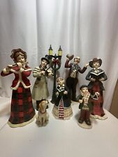 Vtg. 8 Piece Handpainted Handcrafted Porcelain Outdoor Christmas Choir Set picture