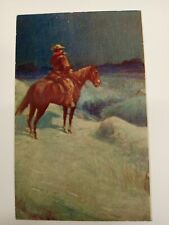 Cowboy On Horseback In Snow Vintage Postcard copyright 1907 unposted picture