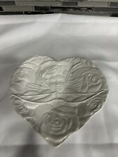 Vintage Heart Shaped Ceramic Cherub/Angel w/Roses Stamped Italy 7347 picture