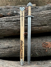 Handmade Damascus Steel Viking Sword Sharp Medieval Sword With  Free Gift picture