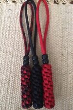 (3) Paracord Knife Lanyards -Fits-  Fixed and Folded Blade Knives BLACK / RED picture