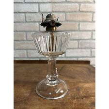 Antique EAPG 1880s Glass Pedestal Base Oil Lamp w/ P&A Burner 10
