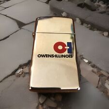 1979 Zippo Slim Lighter Advertising Owens-Illinois Chrome Rare USA O-I Smoking picture