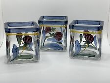 Lenox Lot Of 3 Poppies On Blue Hand Painted Votive Candle Holders Made in Italy picture