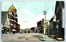 Postcard Main Street looking North, Fairfield ME Maine trolley car 1914 A145 picture