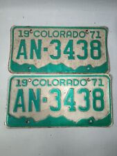 Vintage Set 1971 Colorado License Plates matched pair H27 picture