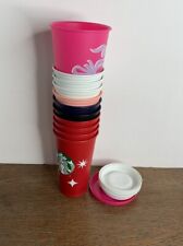 Lot Of 11 Starbucks Holiday Earth Day 16 Oz Reusable Plastic To Go Cups & Lids picture