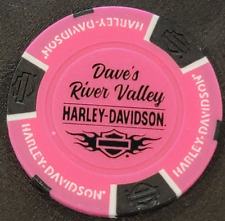 DAVE'S RIVER VALLEY HD (Minnesota) ~(Neon Pink/Black) Harley Davidson Poker Chip picture