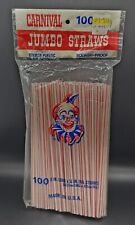 Vintage NOS 100 Ct Pkg Carnival Jumbo Supra Plastic Straws Squash-Proof 77283 picture