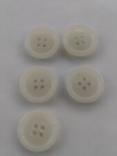 5 VINTAGE 1 1/16 INCH OFF WHITE MATTE & SMOOTH  RIM ROUND L4 HOLE BUTTONS WH11 picture