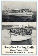 c1920's Boat Deep Sea Fishing Daily Tarpon Springs Florida FL Unposted Postcard picture