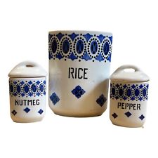 Vintage Czechoslovakian Yvonne Ceramic Containers - Rice, Nutmeg, Pepper picture