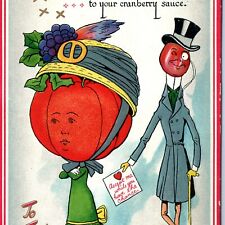 c1910s Valentine Anthropomorphic Tomato Cranberry Raphael Tuck Postcard A170 picture