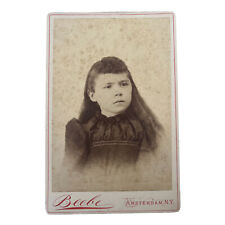 Antique 1880s Sepia  Photograph CDV Cute Young Girl Beebe Amsterdam NY picture