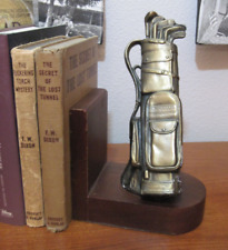 Vtg Golf Single Book End ~Wood/Metal ~Club, Bag, Country Club, Putting picture