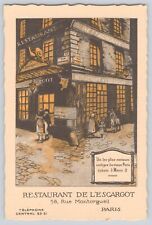Postcard France Paris Restaurant De L’Escargot Vintage Unposted Attractive Print picture