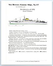 AUSTRALIA (1951) Sea Breezes Famous Ships No. 27 History Data Sheet 1963 picture