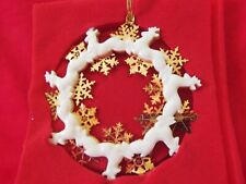 Vintage Lenox Reindeer Wreath Christmas Ornament NIB Porcelain and Gold 4