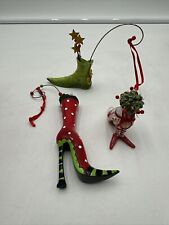 3 DEPARTMENT 56 Lollysticks by Kim Bowles RED POLKA DOTTED BOOT Ornaments picture