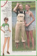 1970s Vintage Back Zipper Jumpsuit Overalls Simplicity 7329 Pattern Sz 8 B 31 picture