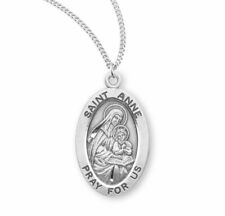St. Anne Sterling Silver Medal Necklace, 18 Inch Chain picture
