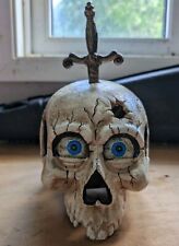 Vintage LARGE Cast Iron Skull And Dagger (MECHANICAL) Eyes Open & Close  picture