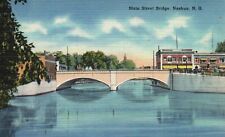 Postcard NH Nashua New Hampshire Main Street Bridge Linen Vintage PC J1271 picture