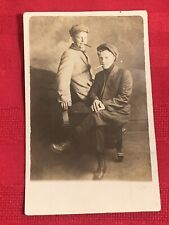 Antique Old Rppc Post Card 2 Guys Smoking picture