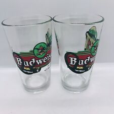 2 NOS BEER PINT GLASSES ~ Budweiser/Gecko Lizard ~ 1997 BUDWEISER picture