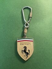 Vintage Ferrari Car Keychain Fob Gold Beaded Emblem picture